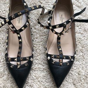 Valentino Rockstud Ballerina Cage Flat
